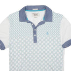ORIGINAL PENGUIN Mens White & Blue Short Sleeve Geometric Polo Shirt S Casual