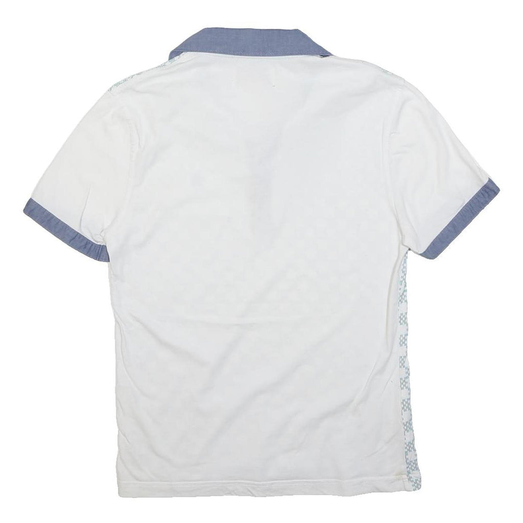 ORIGINAL PENGUIN Mens White & Blue Short Sleeve Geometric Polo Shirt S Casual