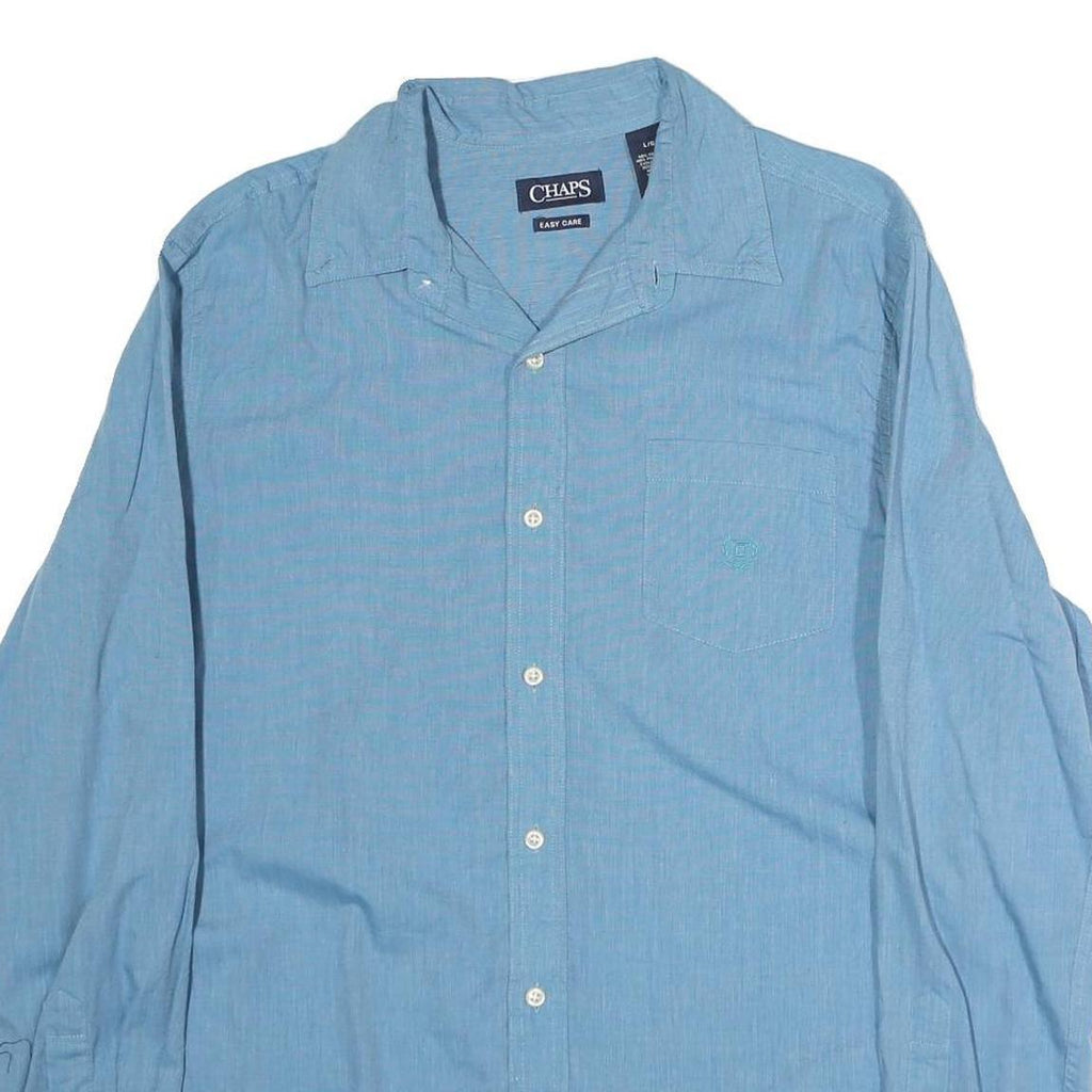 CHAPS Mens Blue Cotton Shirt L Long Sleeve Button Casual Lightweight
