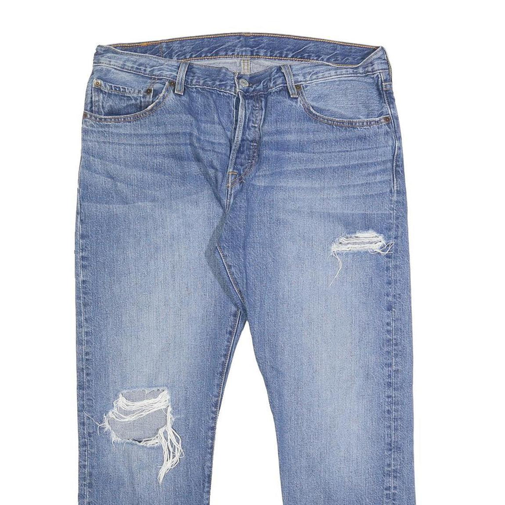 LEVI'S 501CT Mens Jeans Blue Slim Straight Denim Medium W34 L27 Distressed