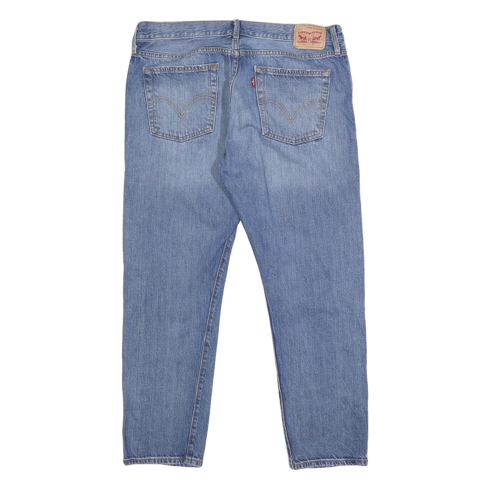 LEVI'S 501CT Mens Jeans Blue Slim Straight Denim Medium W34 L27 Distressed