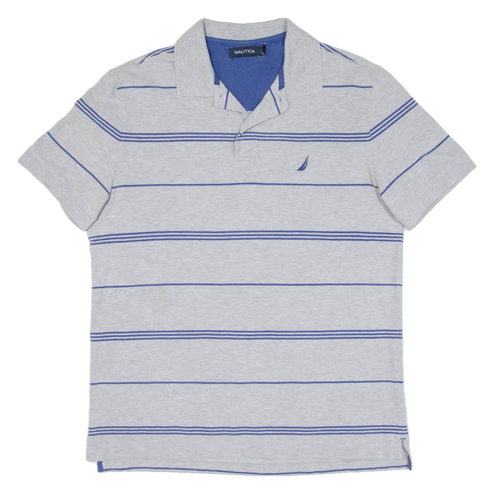 NAUTICA Mens Polo Shirt Grey Striped M