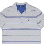 NAUTICA Mens Polo Shirt Grey Striped M