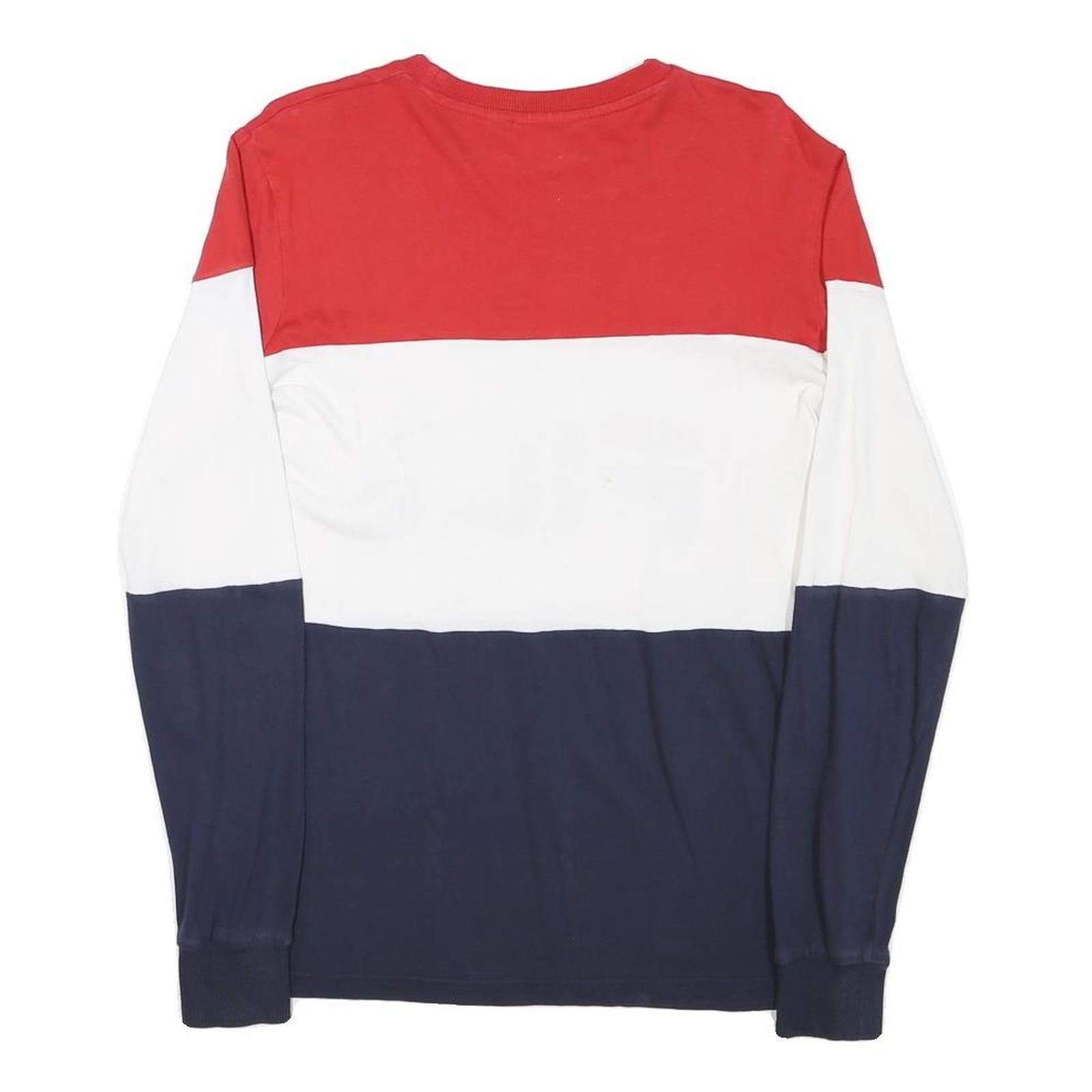 FILA Mens Red & White & Navy Long Sleeve Crew Neck Logo T-Shirt XS Cotton Blend