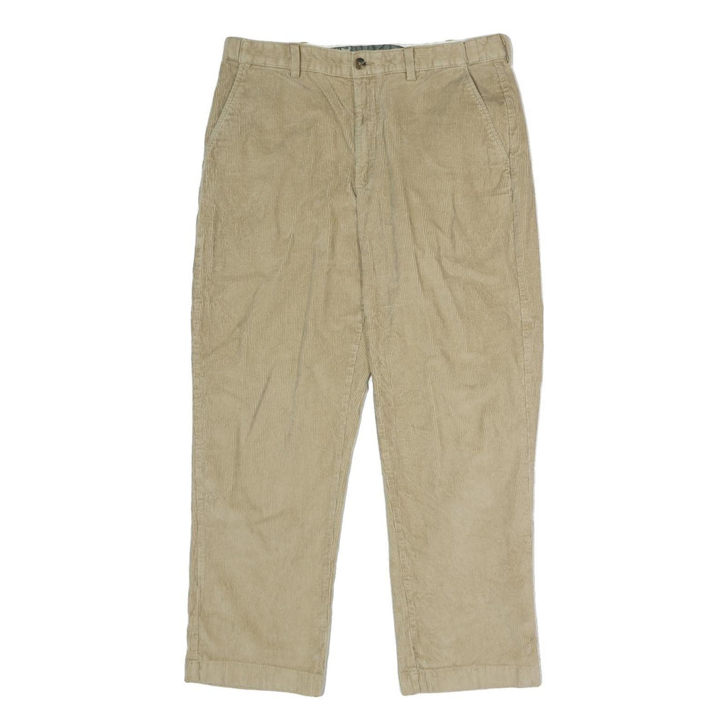 LL BEAN Mens Regular Fit Beige Corduroy Trousers W36 L32 Casual Zip Closure