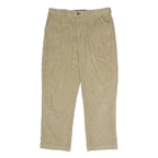 LL BEAN Mens Regular Fit Beige Corduroy Trousers W36 L32 Casual Zip Closure