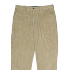 LL BEAN Mens Regular Fit Beige Corduroy Trousers W36 L32 Casual Zip Closure
