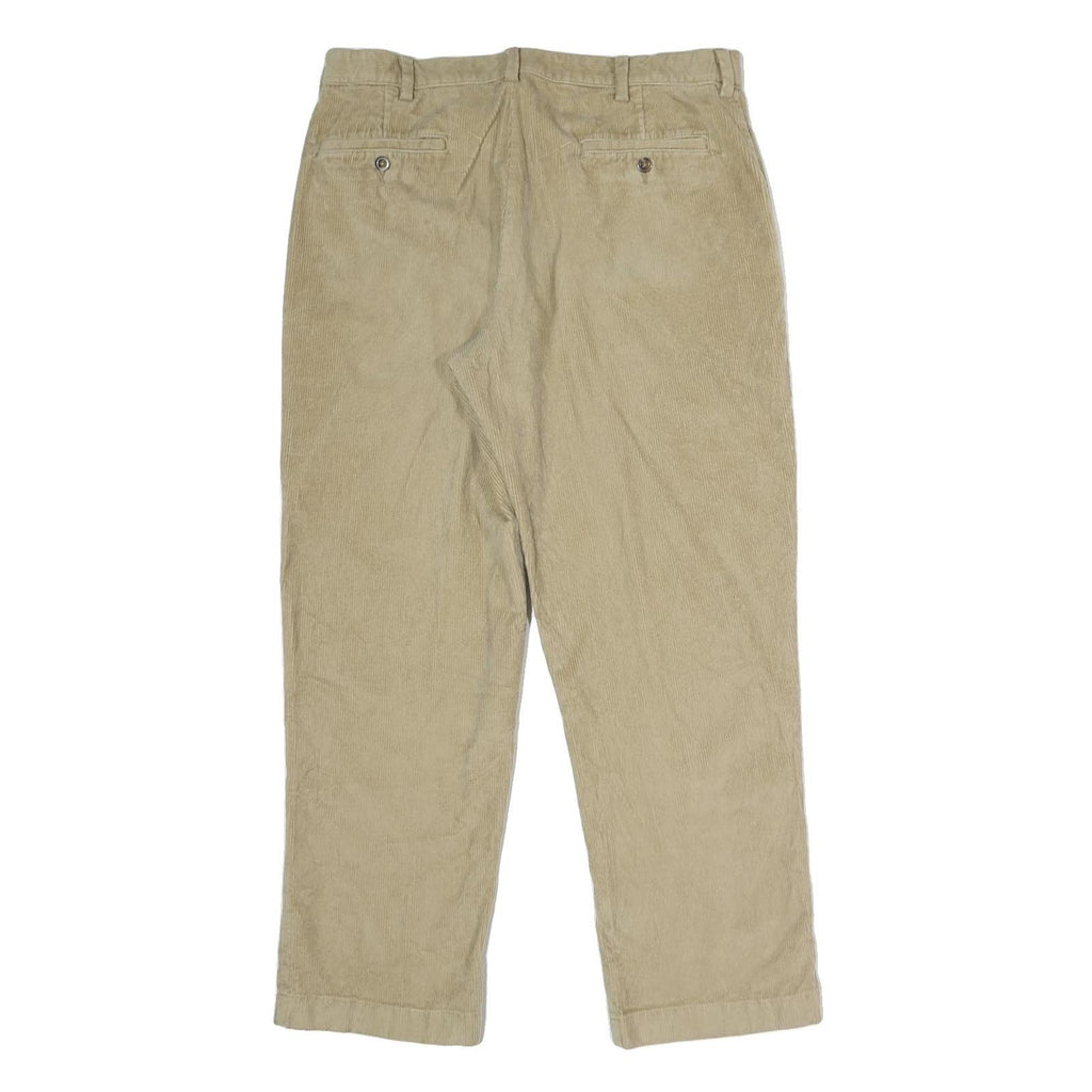 LL BEAN Mens Regular Fit Beige Corduroy Trousers W36 L32 Casual Zip Closure