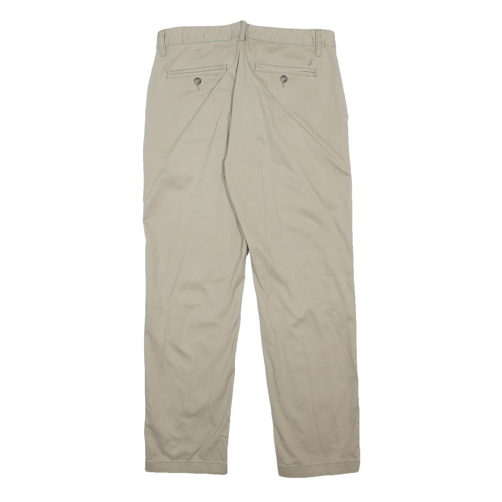 NAUTICA Mens Classic Beige Cotton Blend Trousers W32 L30 Zip Casual Chinos