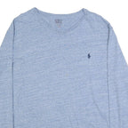 POLO RALPH LAUREN Mens Blue Heather V-Neck Long Sleeve T-Shirt XL Cotton Blend
