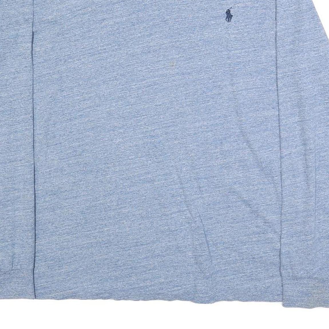 POLO RALPH LAUREN Mens Blue Heather V-Neck Long Sleeve T-Shirt XL Cotton Blend