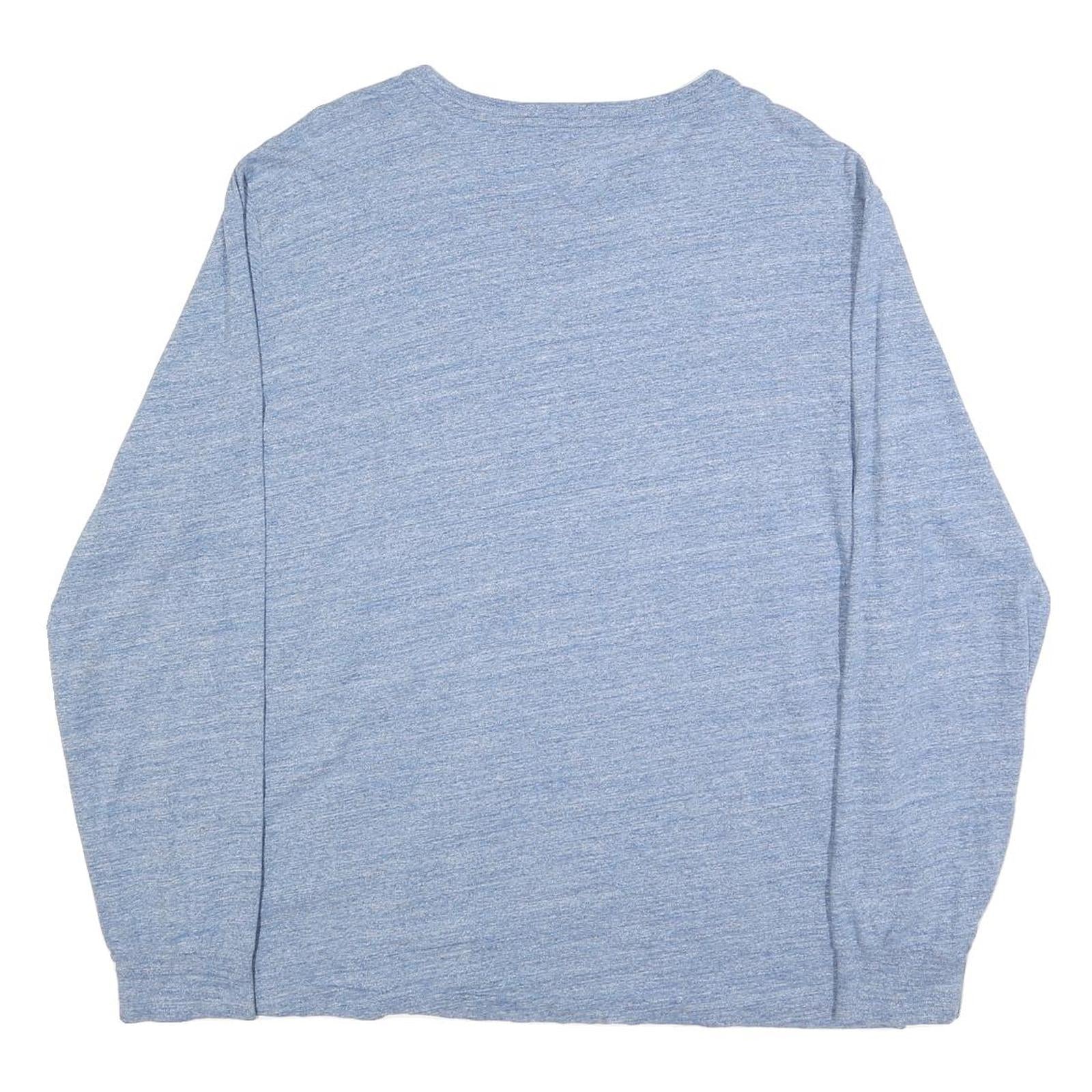 POLO RALPH LAUREN Mens Blue Heather V-Neck Long Sleeve T-Shirt XL Cotton Blend