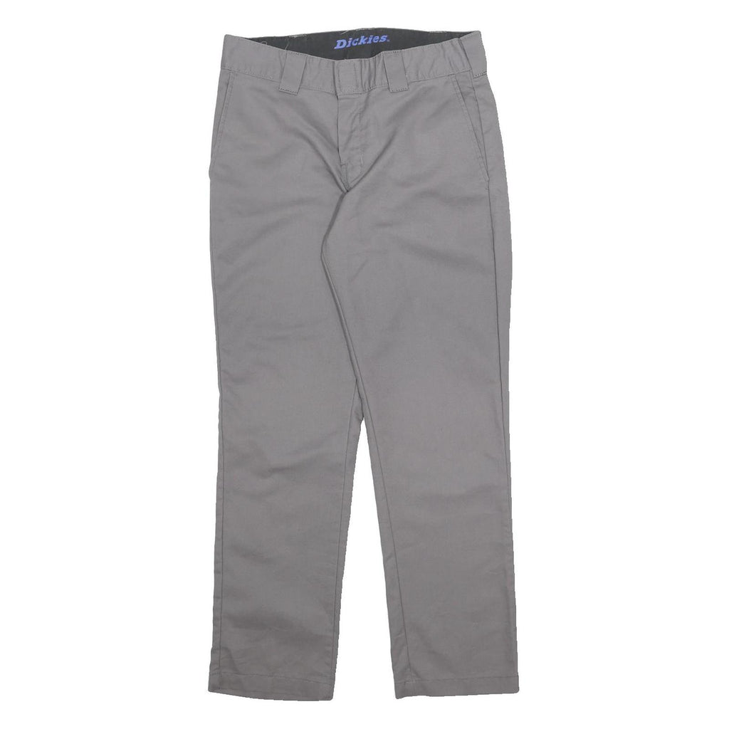 DICKIES Mens Cotton Blend Grey Regular Straight Trousers W32 L30 Workwear Zip