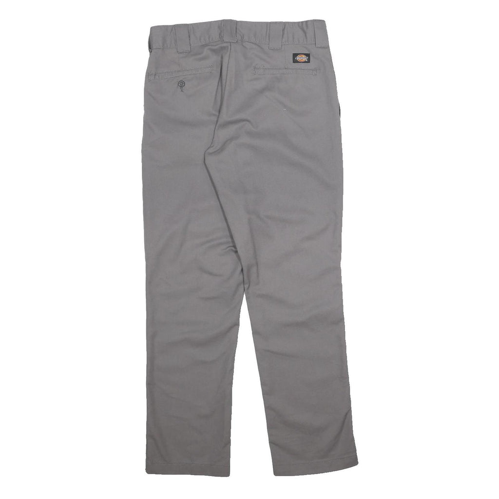 DICKIES Mens Cotton Blend Grey Regular Straight Trousers W32 L30 Workwear Zip