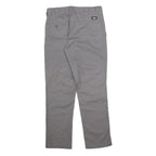 DICKIES Mens Cotton Blend Grey Regular Straight Trousers W32 L30 Workwear Zip