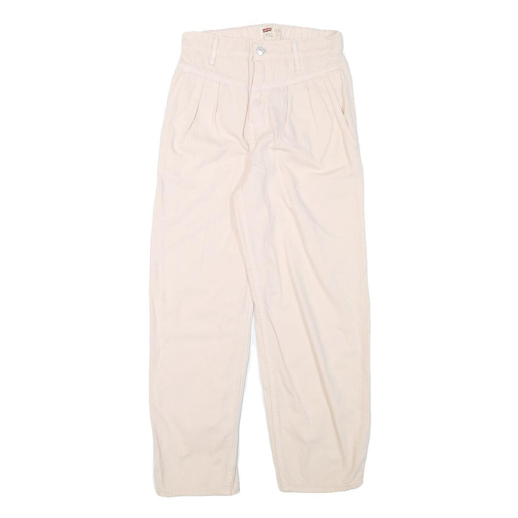 LEVI'S Womens Cotton Blend Cream Relaxed Straight Trousers W24 L24 Casual