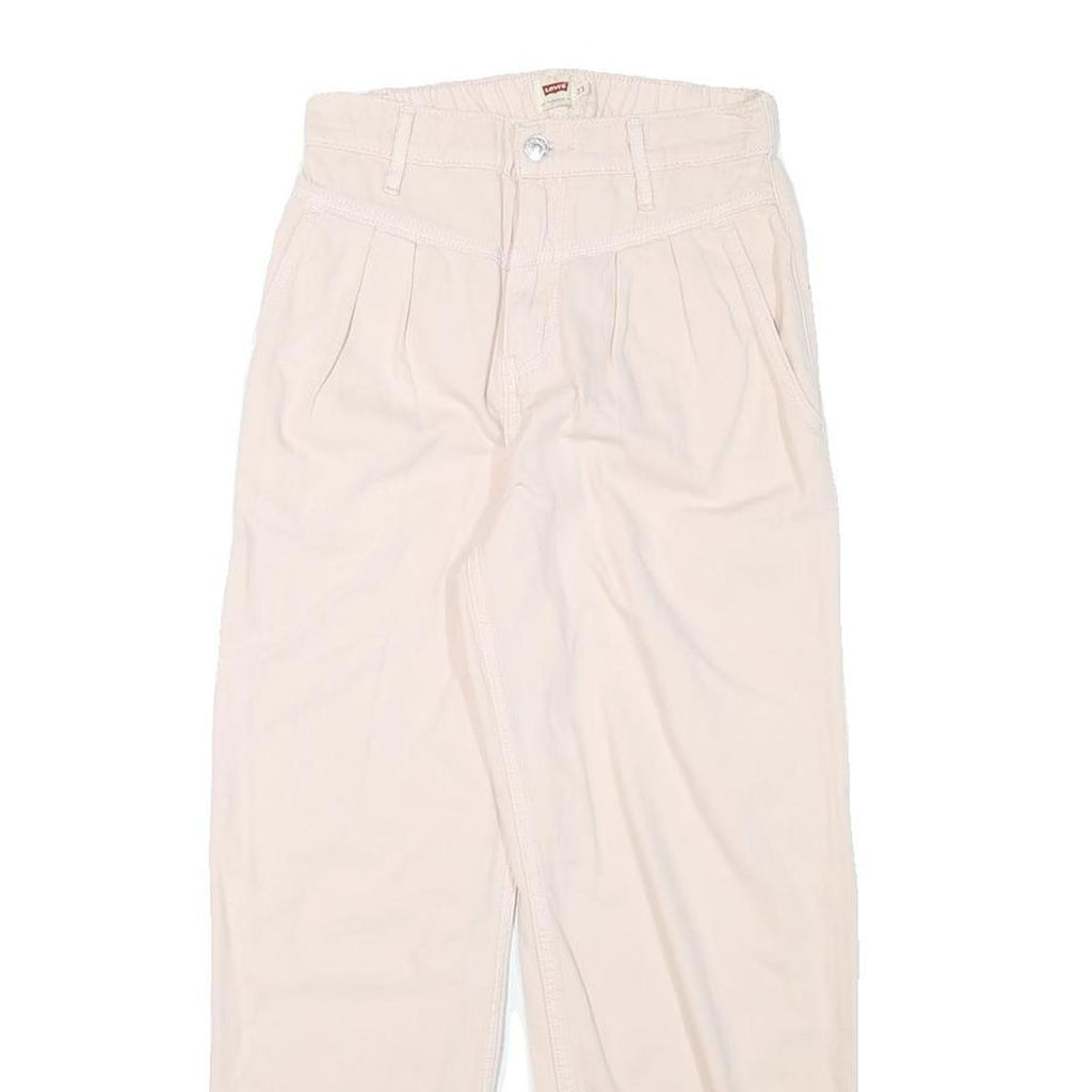 LEVI'S Womens Cotton Blend Cream Relaxed Straight Trousers W24 L24 Casual