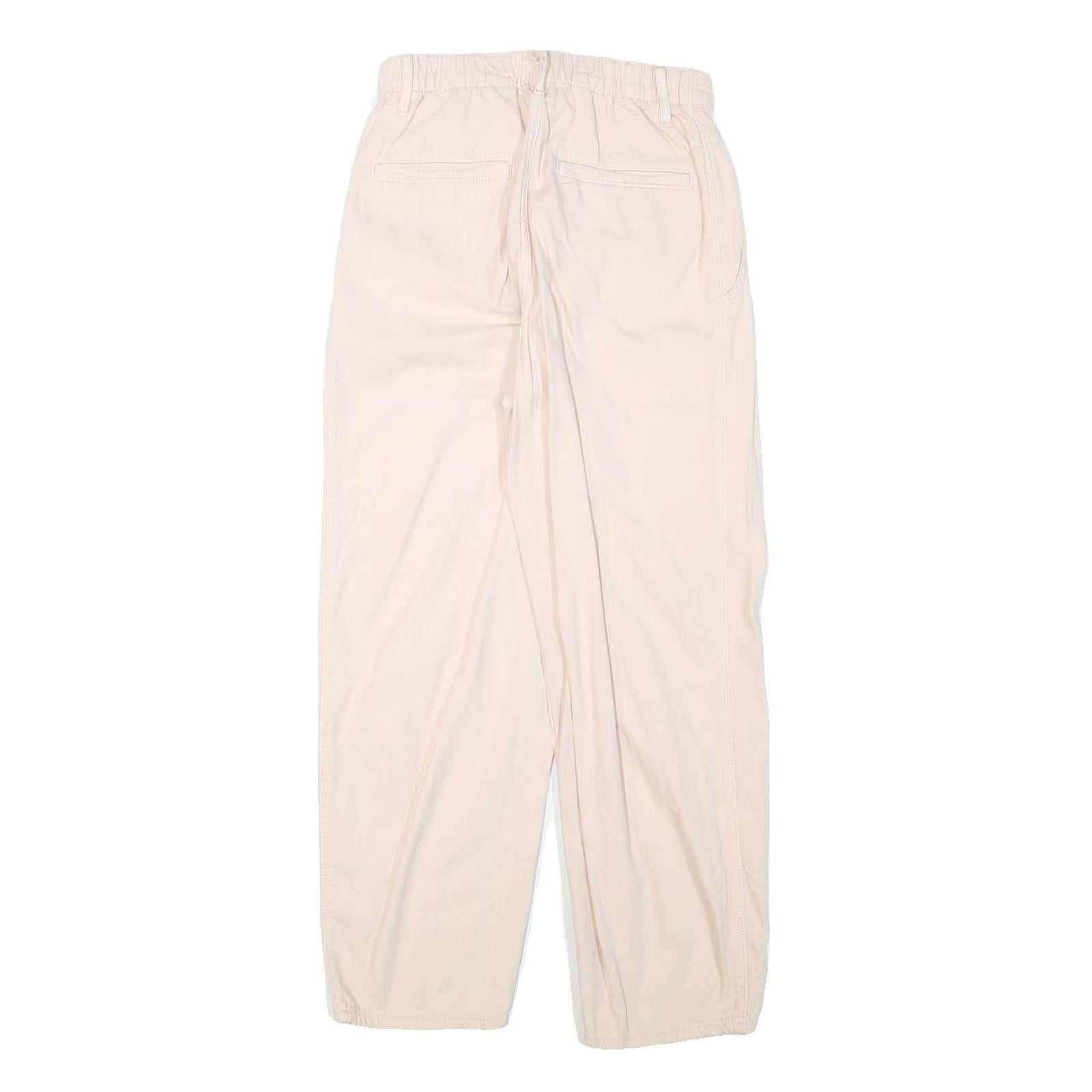 LEVI'S Womens Cotton Blend Cream Relaxed Straight Trousers W24 L24 Casual