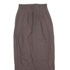 Womens Relaxed Fit Brown Polyester Blend Trousers W25 L27 Pleated Zip Pocket