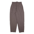 Womens Relaxed Fit Brown Polyester Blend Trousers W25 L27 Pleated Zip Pocket