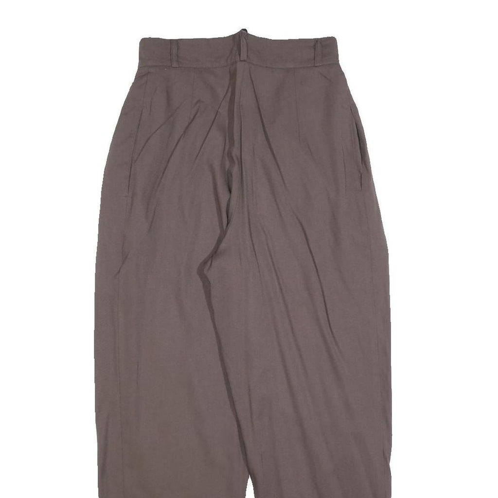 Womens Relaxed Fit Brown Polyester Blend Trousers W25 L27 Pleated Zip Pocket