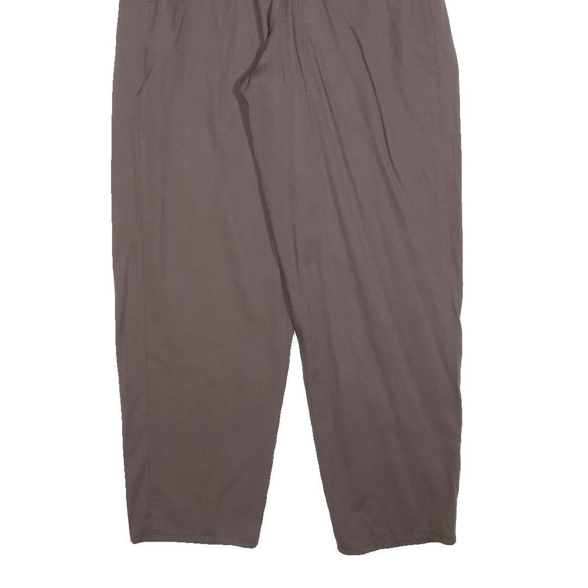 Womens Relaxed Fit Brown Polyester Blend Trousers W25 L27 Pleated Zip Pocket