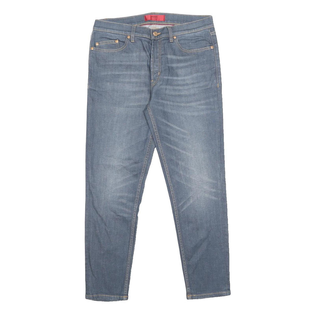 HUGO Mens Slim Blue Denim Jeans W32 L27 Zip Cotton Blend Casual Fashion