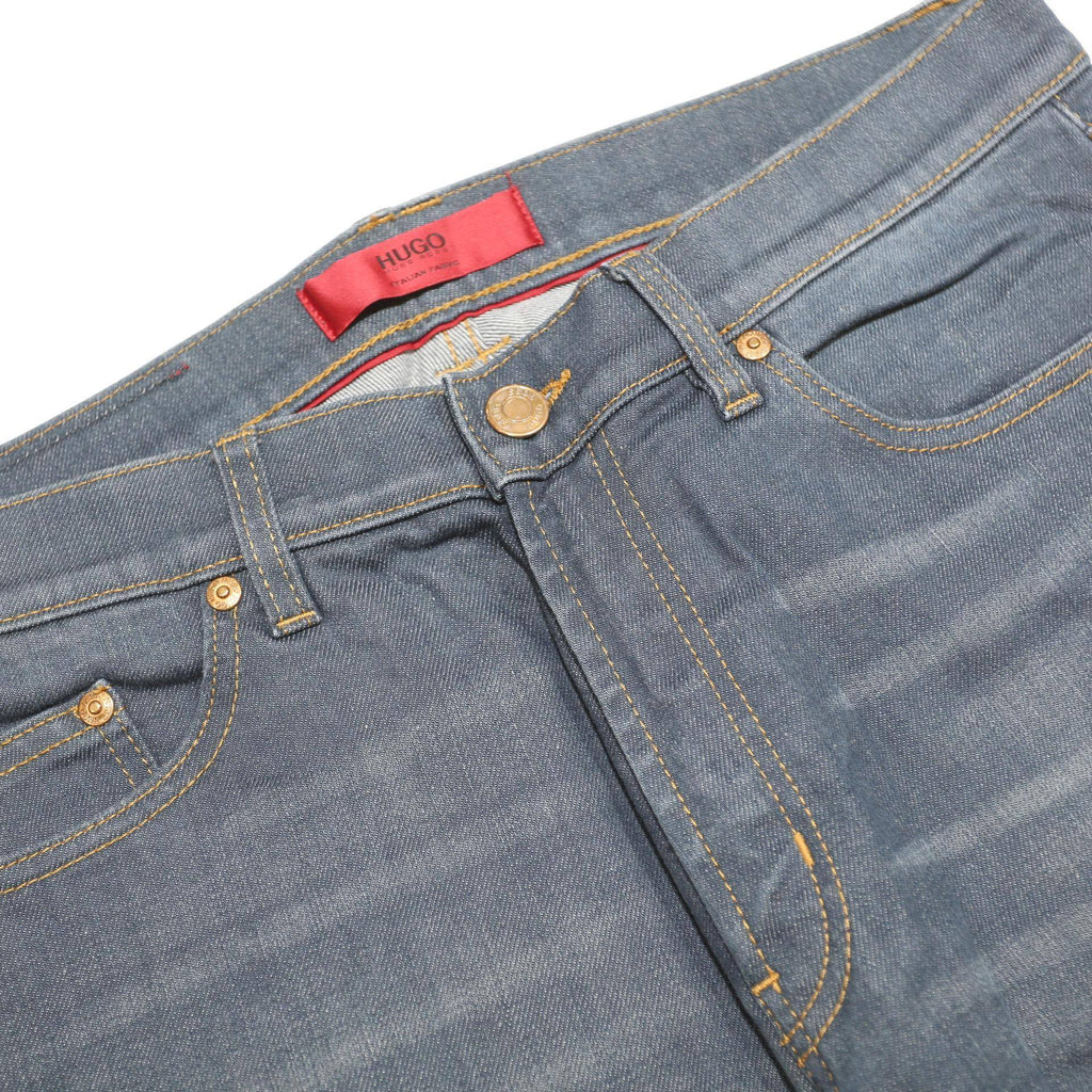 HUGO Mens Slim Blue Denim Jeans W32 L27 Zip Cotton Blend Casual Fashion