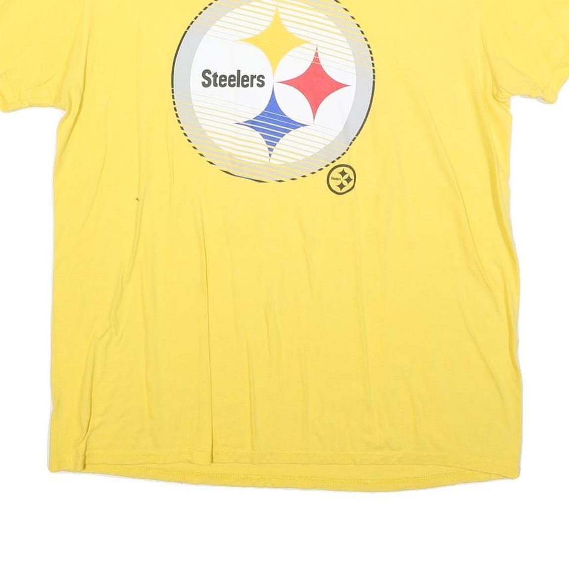 MAJESTIC Womens Yellow Steelers Graphic T-Shirt L Short Sleeve Crew Neck