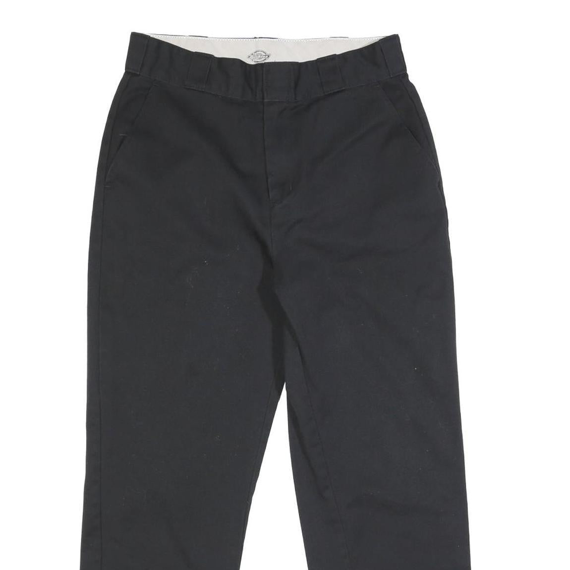 DICKIES Mens Cotton Blend Black Regular Straight Trousers W28 L26 Zip Workwear