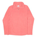 COLUMBIA Womens Coral Pink Plain Pullover Fleece Jumper Size L Outdoor Casual