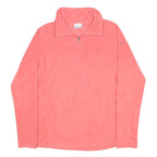 COLUMBIA Womens Coral Pink Plain Pullover Fleece Jumper Size L Outdoor Casual