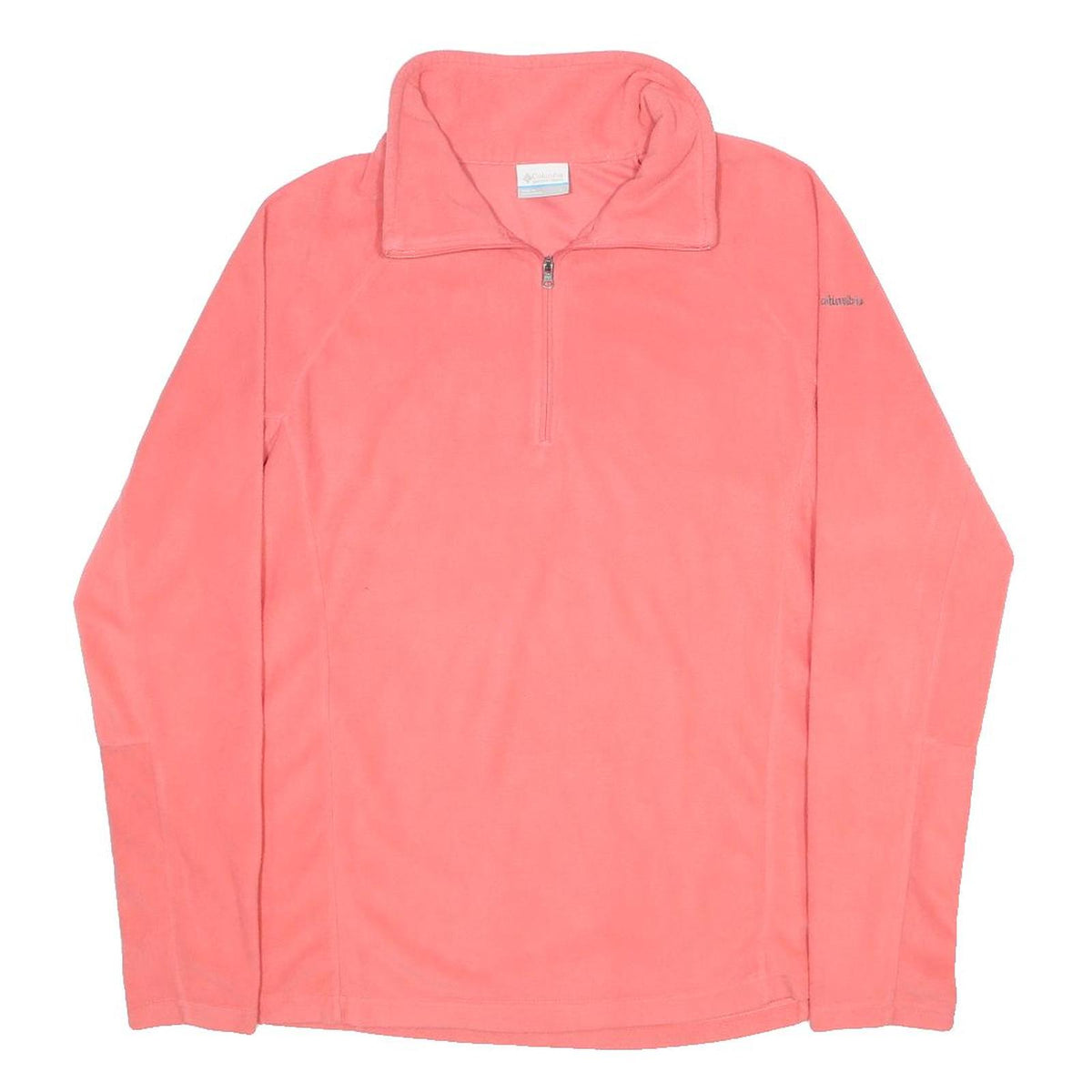 COLUMBIA Womens Coral Pink Plain Pullover Fleece Jumper Size L Outdoor Casual