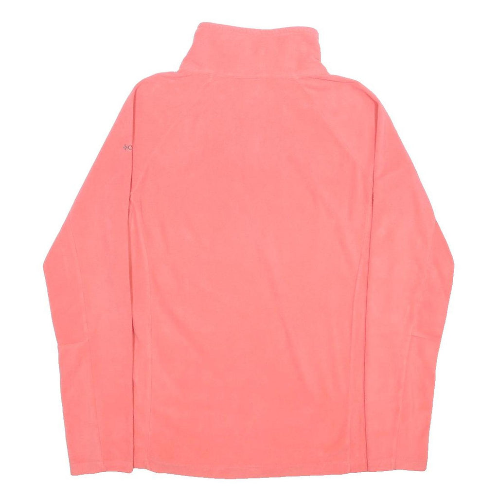 COLUMBIA Womens Coral Pink Plain Pullover Fleece Jumper Size L Outdoor Casual