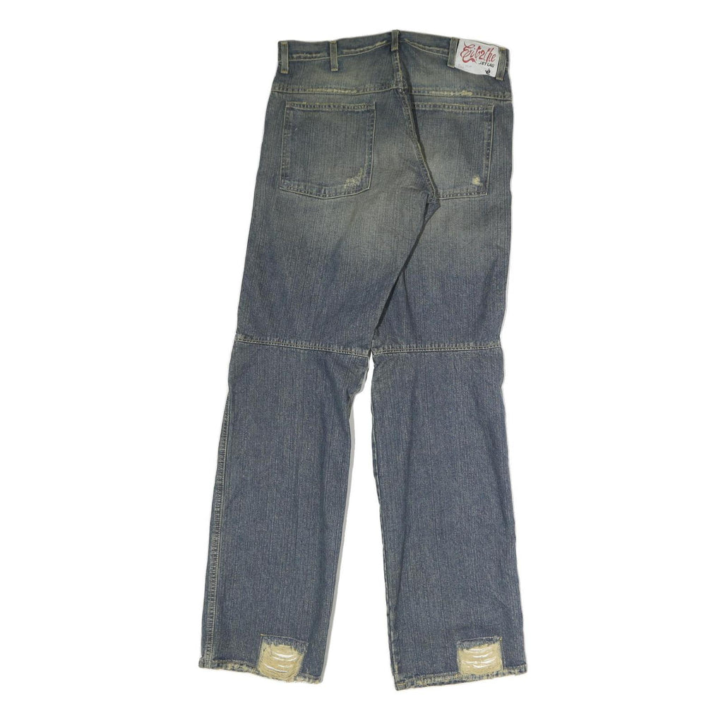 JETLAG AUTHORIZED Mens Jeans Blue Regular Straight Denim Stone Wash W36 L37