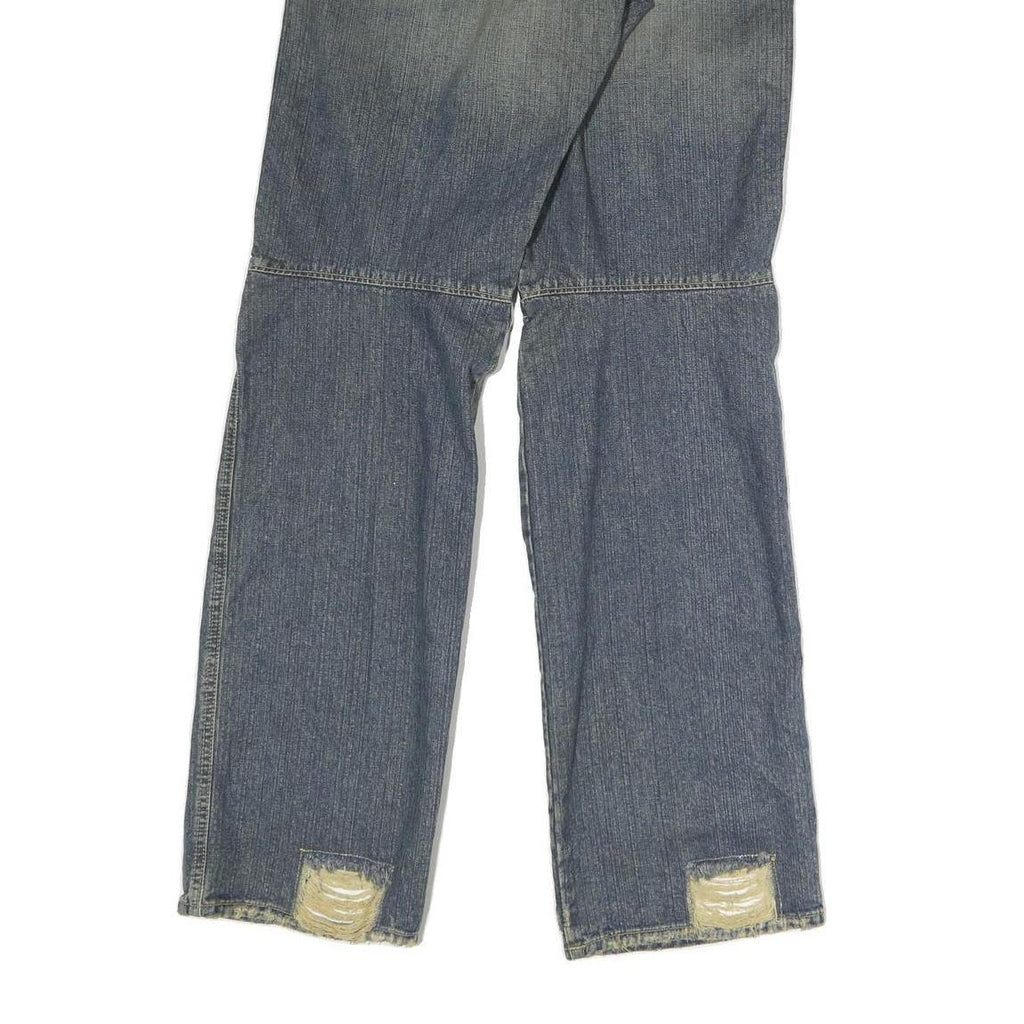 JETLAG AUTHORIZED Mens Jeans Blue Regular Straight Denim Stone Wash W36 L37