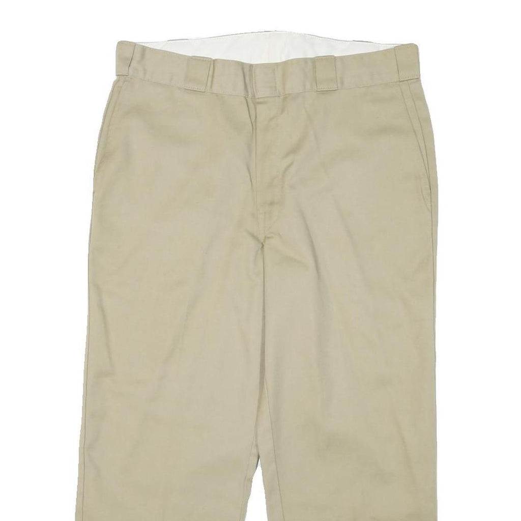 DICKIES Mens Cotton Blend Beige Regular Fit Straight Leg Trousers W34 L25