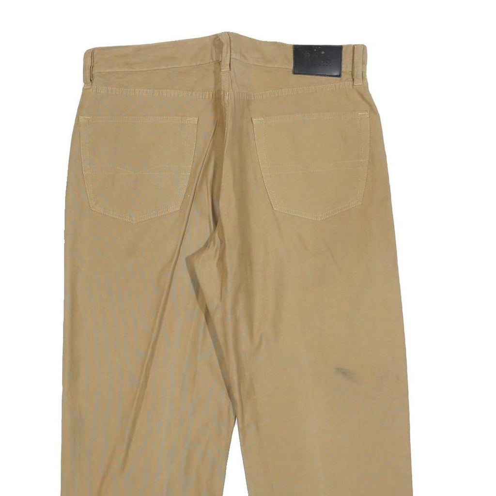 BOSS HUGO BOSS Mens Cotton Blend Beige Regular Fit Straight Trousers W36 L26