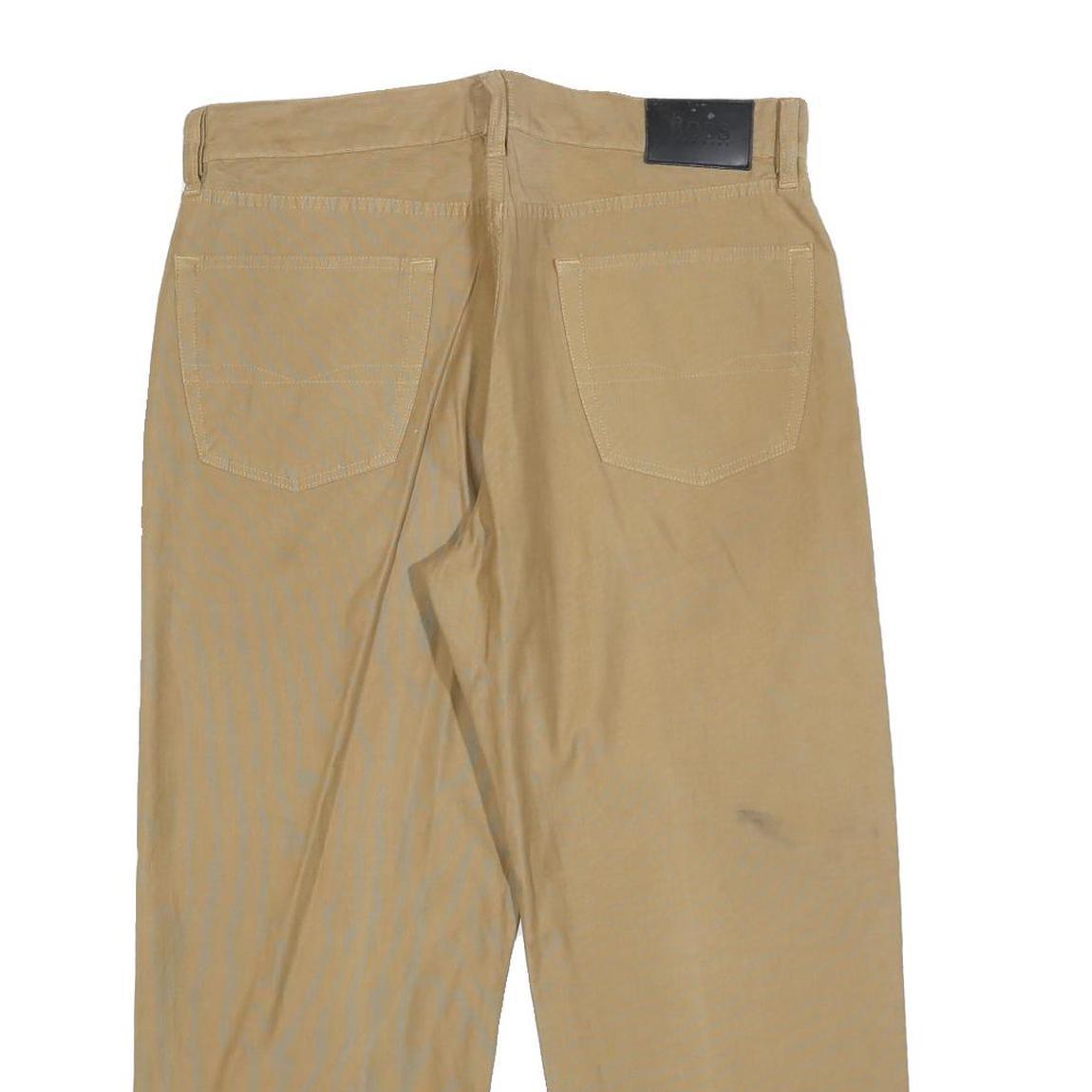 BOSS HUGO BOSS Mens Cotton Blend Beige Regular Fit Straight Trousers W36 L26