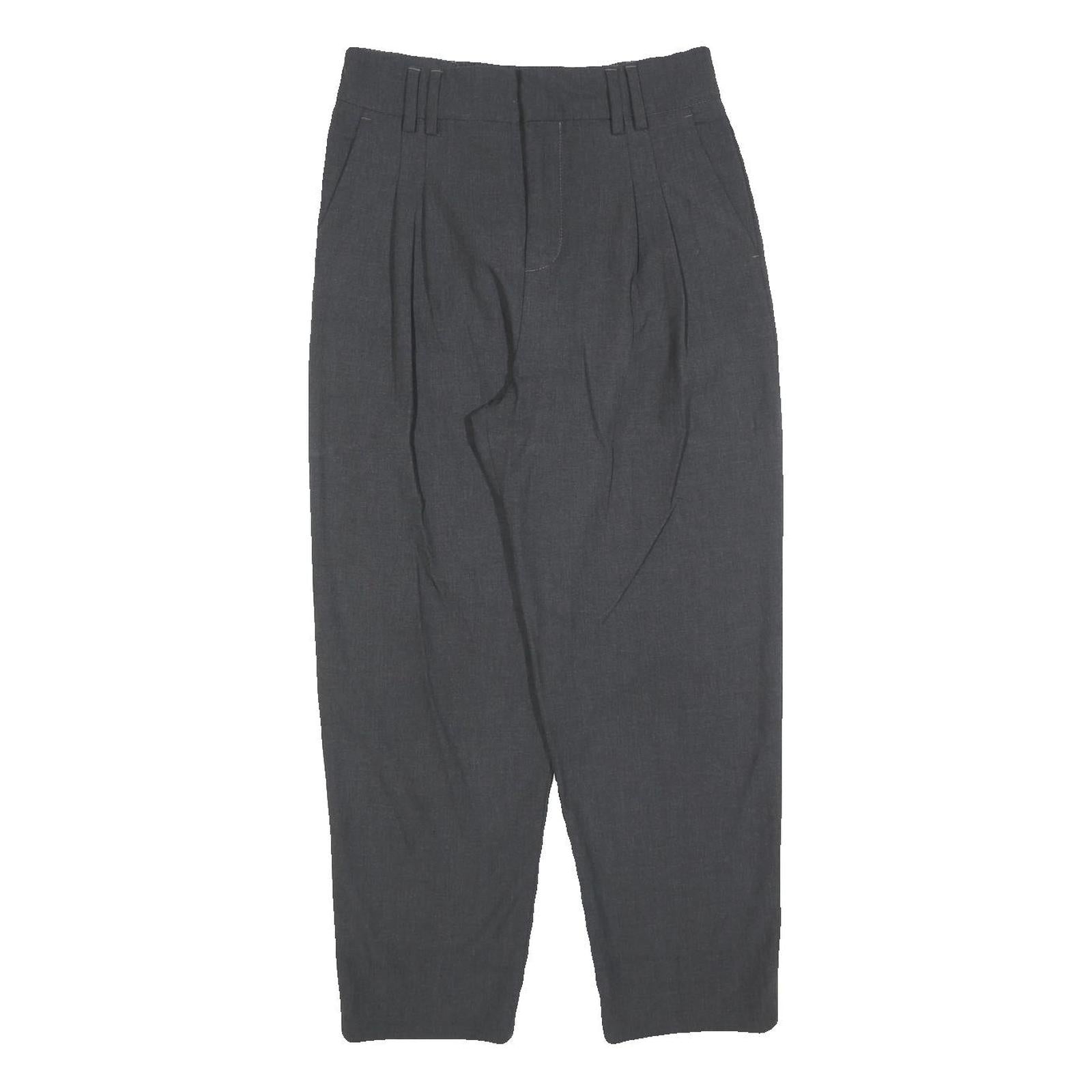 ZARA Womens Polyester Blend Grey Regular Tapered Trousers W28 L25 Smart Casual