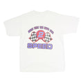 Mens White Cotton Graphic T-Shirt L Short Sleeve Crew Neck Vintage Racing Style