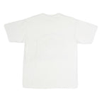 Mens White Cotton Graphic T-Shirt L Short Sleeve Crew Neck Vintage Racing Style