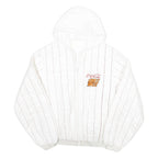 COCA COLA Womens White & Red Outdoor Hooded Jacket L Polyester Blend Pinstripe