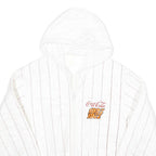 COCA COLA Womens White & Red Outdoor Hooded Jacket L Polyester Blend Pinstripe