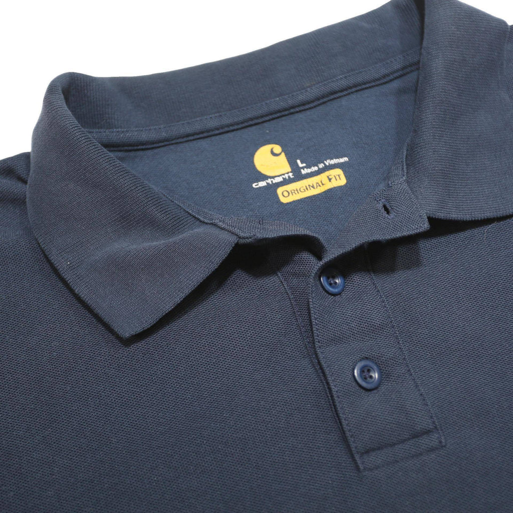 CARHARTT Mens Navy Blue Pocket Polo Shirt Short Sleeve L Workwear Casual