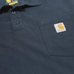 CARHARTT Mens Navy Blue Pocket Polo Shirt Short Sleeve L Workwear Casual