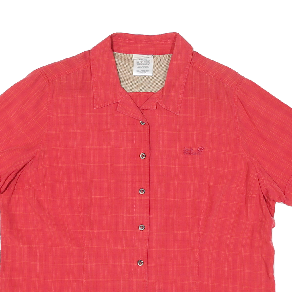 JACK WOLFSKIN Womens Red Cotton Blend Shirt 2XL Outdoor Casual Short Sleeve