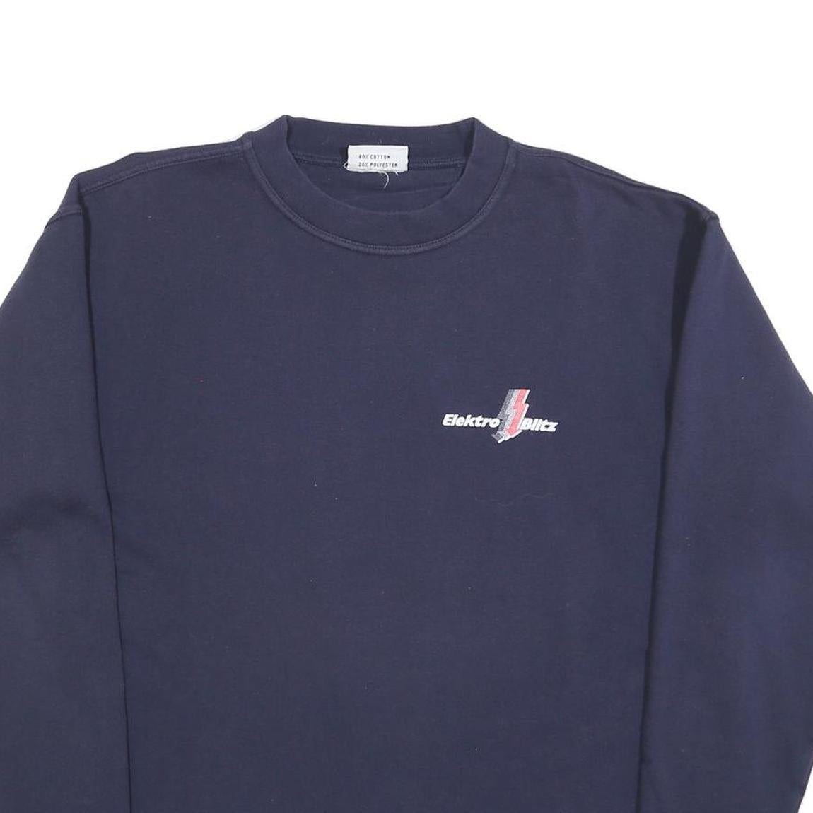 DETTO FATTO Mens Navy Blue Elektro Blitz Crew Neck L Cotton Blend Sweatshirt