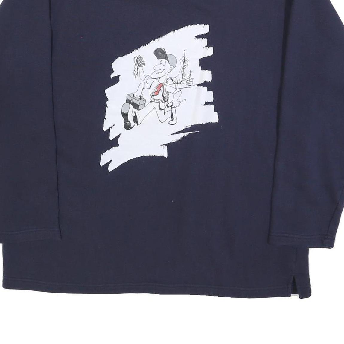 DETTO FATTO Mens Navy Blue Elektro Blitz Crew Neck L Cotton Blend Sweatshirt