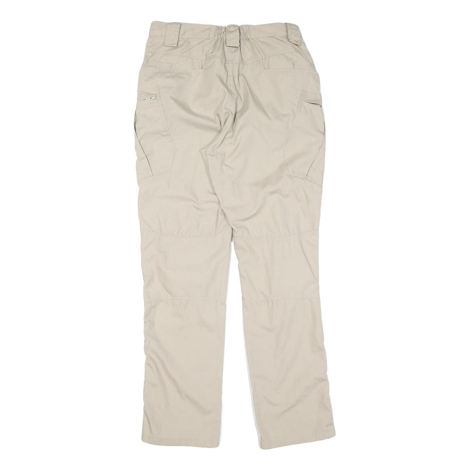 Mens Cotton Blend Beige Regular Fit Straight Leg Trousers W30 L30 Casual Wear